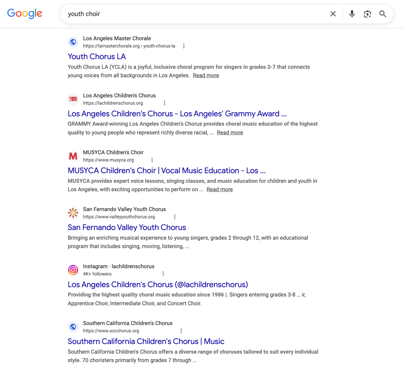 Youth Choir Search Results