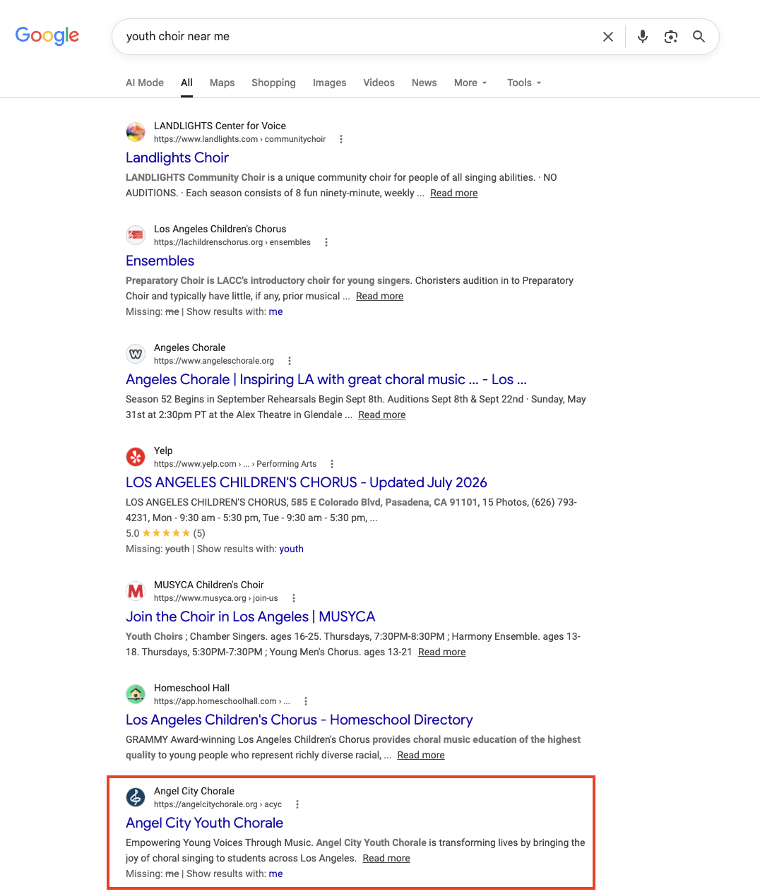 Youth Choir Near Me Search Results